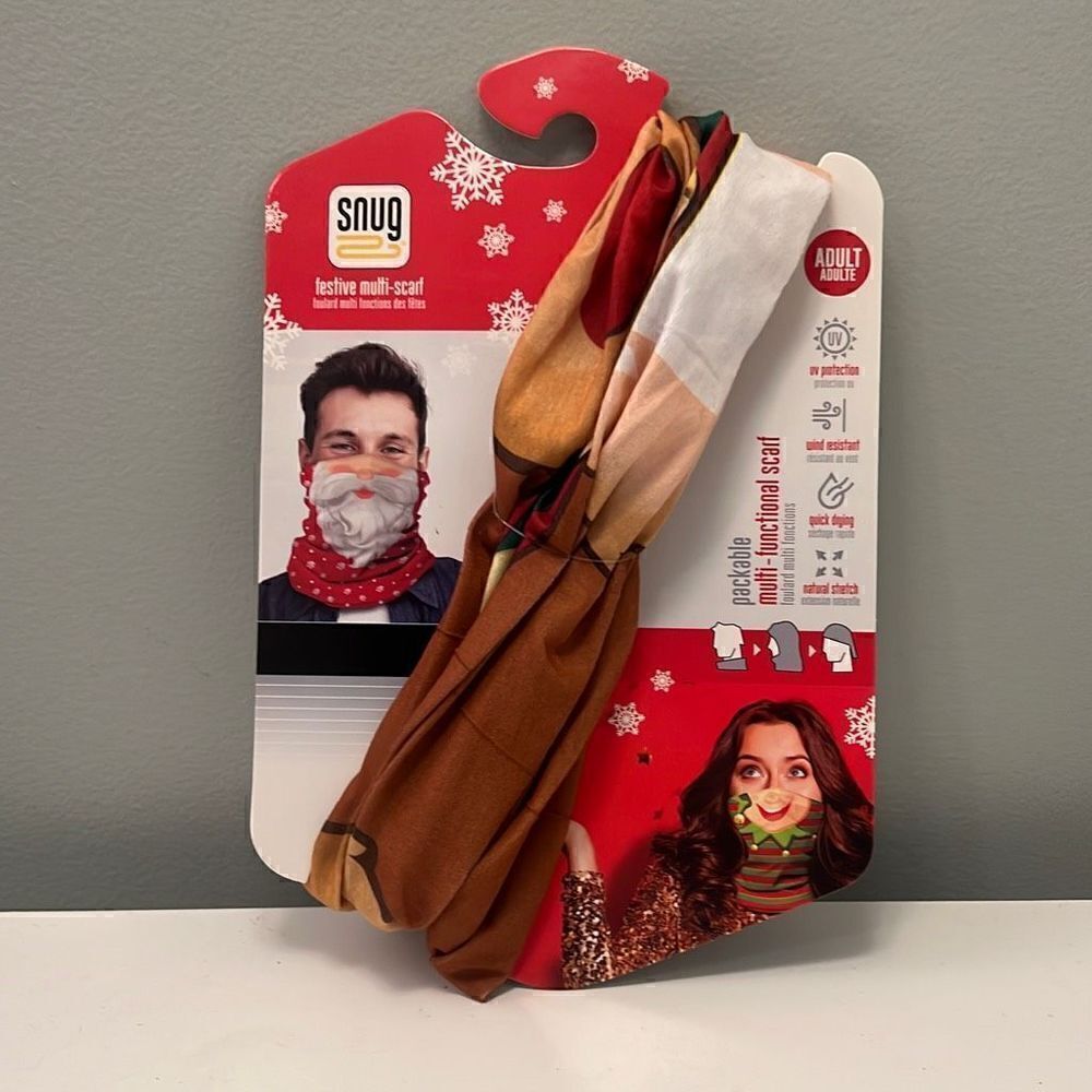 Snug Adult Unisex Multicolor Reindeer Festive Multi Neck Buff Scarf OS NWT